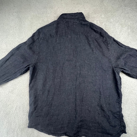 Tommy Hilfiger Mens XXL 100% Linen Regular Fit Shirt Charcoal Grey Elegant Rich - Picture 14 of 16